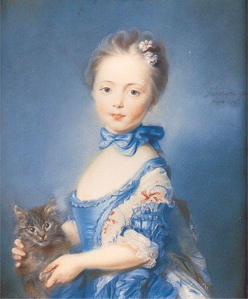 PERRONNEAU, Jean-Baptiste A Girl with a Kitten France oil painting art